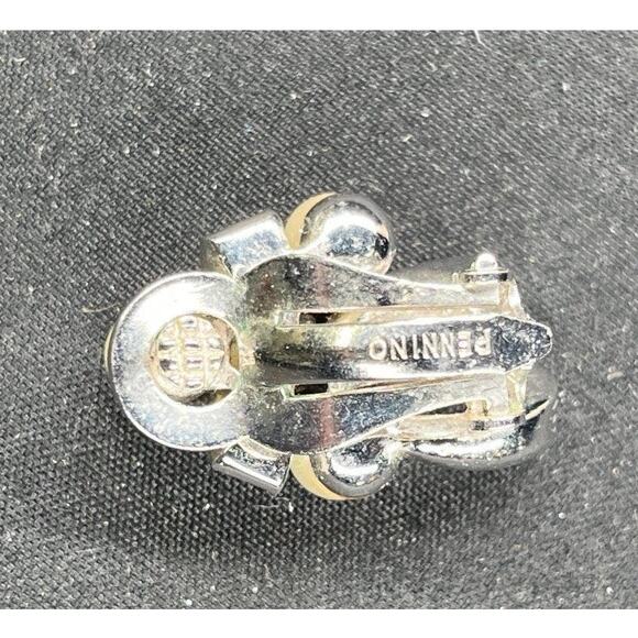 Vintage 1" Bow-Like Pennino Pink Pearl and Diamante Clip-On Earrings - Picture 3 of 3